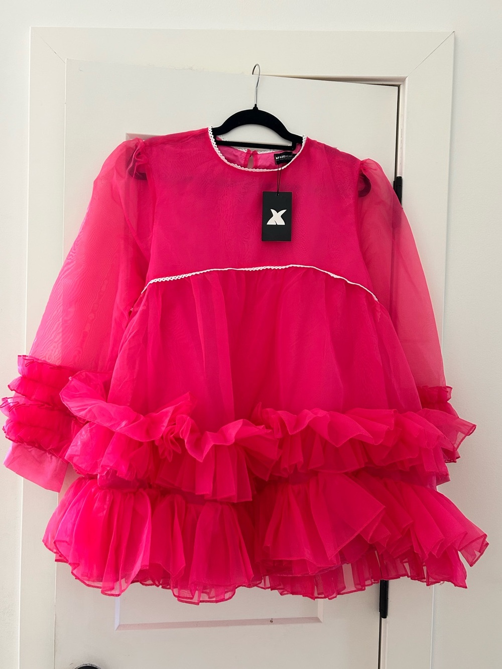 Xpluswear Hot Pink Ruffled Tulle mini dress - Picture 3 of 11